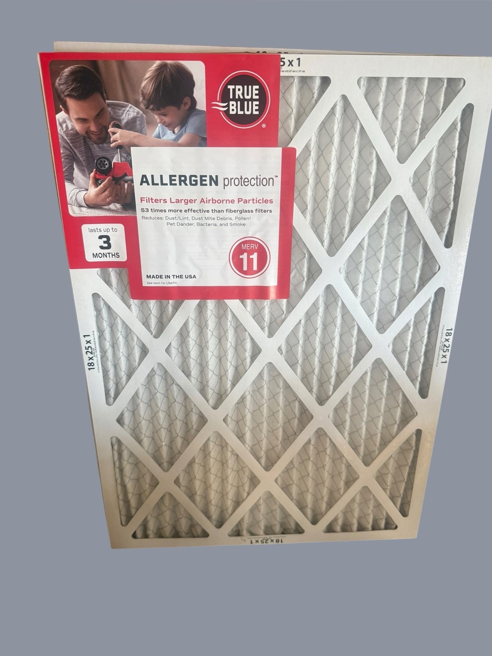 New 4-Pack True Blue Allergen Air Filters 18x25x1 - MERV 11 (HVAC / Furnace)